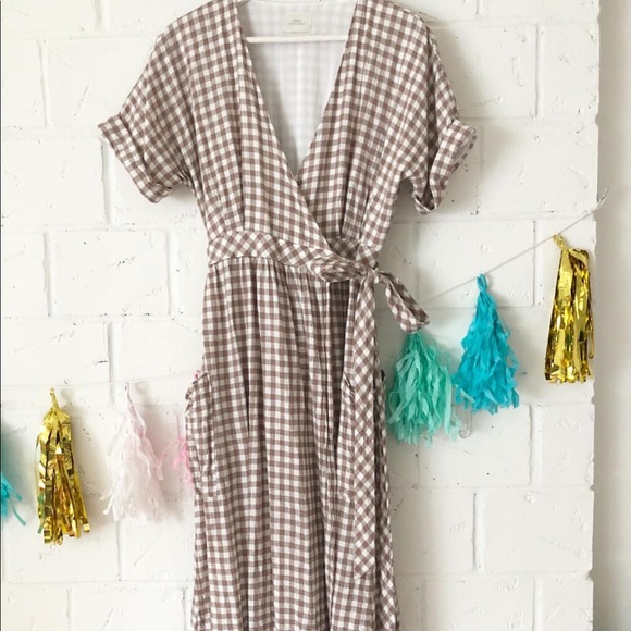 urban outfitters gingham wrap dress